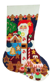 click here to view larger image of Gingerbread Santa Stocking (hand painted canvases)