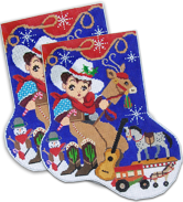 click here to view larger image of Little Cowboy Midi Sock (hand painted canvases)