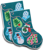 click here to view larger image of Christmas Mittens Midi Sock (hand painted canvases)