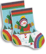 click here to view larger image of Knitted Snowman Midi Sock (hand painted canvases)
