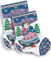 click here to view larger image of Skating Snowgirl Midi Sock (hand painted canvases)