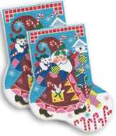 click here to view larger image of Elfin Santa Midi Sock (hand painted canvases)