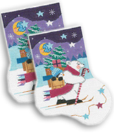 click here to view larger image of Cross Country Skiing Polar Bear Sock (hand painted canvases)