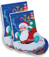 click here to view larger image of Santa Down The Chimney Sock (hand painted canvases)