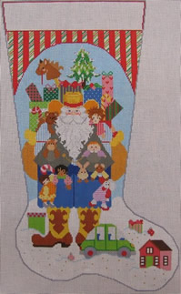 click here to view larger image of Cowboy Santa Stocking - Girl (hand painted canvases)