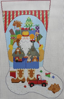 click here to view larger image of Cowboy Santa Stocking - Boy (hand painted canvases)