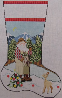 click here to view larger image of Fishing Santa Stocking (hand painted canvases)