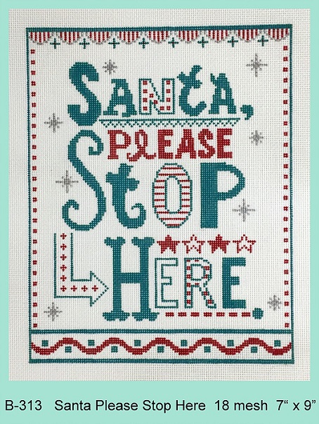 click here to view larger image of Santa Please Stop Here (hand painted canvases)