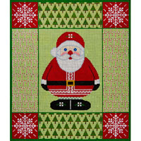 click here to view larger image of Santa Patchwork With Trees and Snowflakes (hand painted canvases)