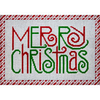 click here to view larger image of Merry Christmas With Candy Cane  Border (hand painted canvases)