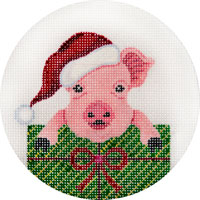click here to view larger image of Pig in a Box Ornament (hand painted canvases)