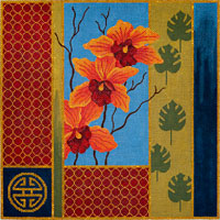 click here to view larger image of Orange Orchid and Palm Leaves (hand painted canvases)