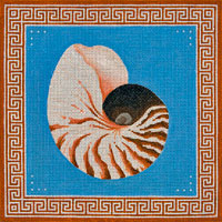 click here to view larger image of Nautilus Shell With Oriental Border (hand painted canvases)