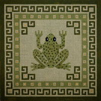 click here to view larger image of Frog With Green Borders (hand painted canvases)