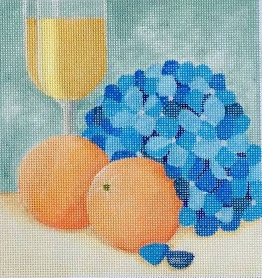 click here to view larger image of Hydrangea and Oranges (hand painted canvases)