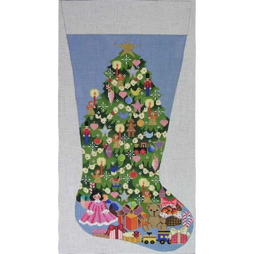 click here to view larger image of Christmas Tree Stocking (hand painted canvases)