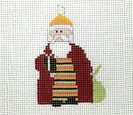click here to view larger image of Narrow Horizontal Stripe Santa Ornament (hand painted canvases)