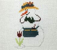 click here to view larger image of Gardening Snowman Ornament (hand painted canvases)