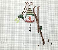 click here to view larger image of Skiing Snowman Ornament (hand painted canvases)