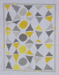 click here to view larger image of Color Study - Grey and Yellow Triangles and Circles (hand painted canvases)
