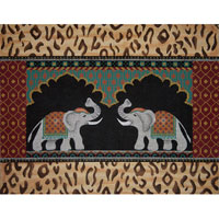 click here to view larger image of Elephants in Temple w/Borders (hand painted canvases)