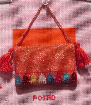click here to view larger image of Mini Tassel Purse Ornament (hand painted canvases)