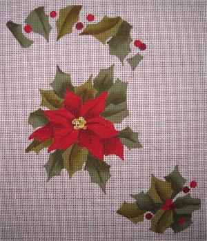 click here to view larger image of Poinsettia Mini Stocking (hand painted canvases)