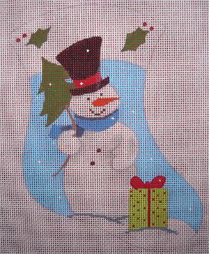 click here to view larger image of Christmas Tree Snowman Mini Stocking (hand painted canvases)