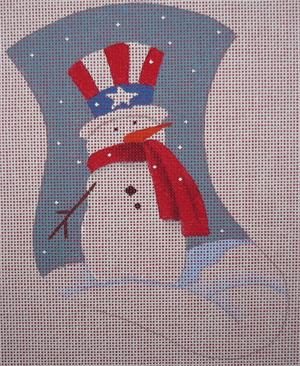 click here to view larger image of Patriotic Snowman Mini Stocking (hand painted canvases)