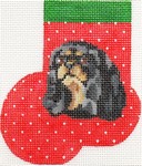 click here to view larger image of Black and Tan King Charles Cavalier Mini Sock (hand painted canvases)
