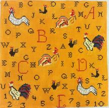 click here to view larger image of Rooster Sampler - Gold (hand painted canvases)