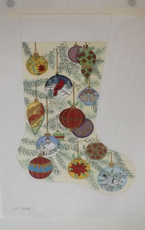 click here to view larger image of Christmas Stocking - Christmas Oranments   (hand painted canvases)