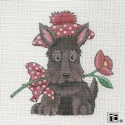 click here to view larger image of Scottie With Rose (hand painted canvases)