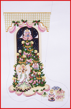 click here to view larger image of Angel Tree w/Angel Standing Stocking - 18M (hand painted canvases)