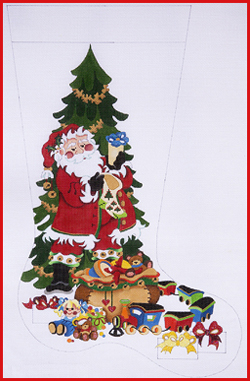 click here to view larger image of Santa Filling Stocking  (hand painted canvases)