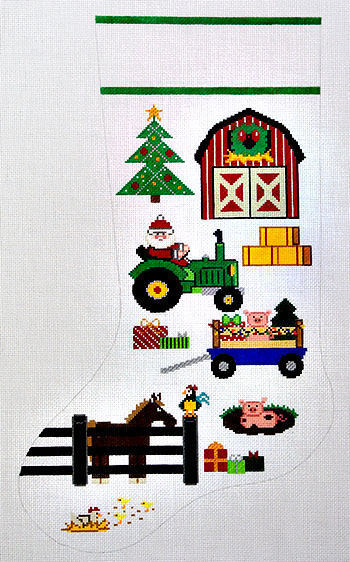 click here to view larger image of Old McSanta Farm Stocking (hand painted canvases)