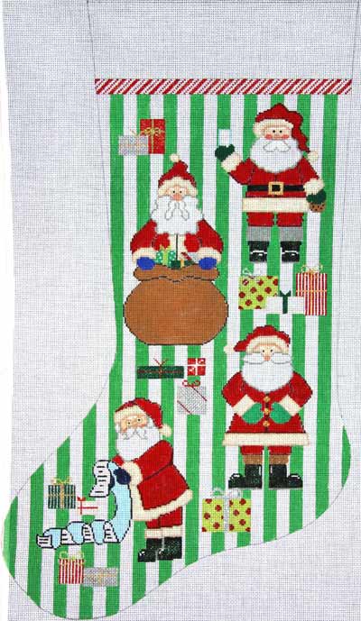 click here to view larger image of Santa And Presents Stocking (hand painted canvases)