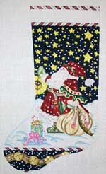 click here to view larger image of Santa With Lantern Stocking (hand painted canvases)