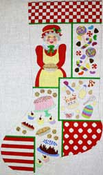 click here to view larger image of Mrs Claus Collage Stocking (hand painted canvases)