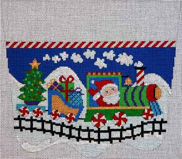 click here to view larger image of Santas Toy Train Stocking Cuff (hand painted canvases)
