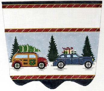 click here to view larger image of Vintage Car Stocking Cuff (hand painted canvases)