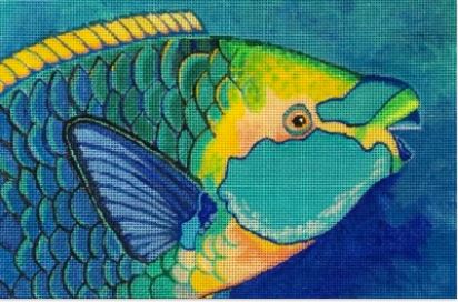 click here to view larger image of Green Throated Parrotfish (hand painted canvases)