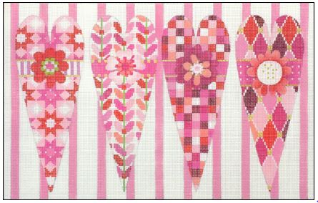 click here to view larger image of Pink Hearts (hand painted canvases)