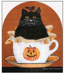 click here to view larger image of Halloween Cat Cup (hand painted canvases)