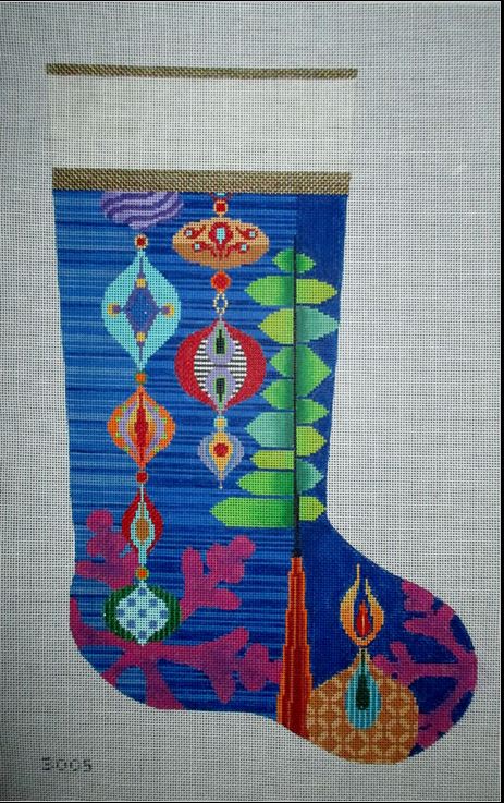 click here to view larger image of Christmas Collage Stocking (hand painted canvases)