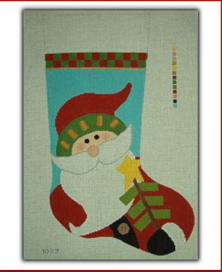 click here to view larger image of Primitive Santa Stocking (hand painted canvases)