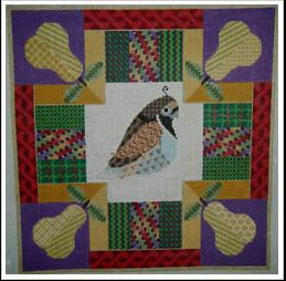 click here to view larger image of Partridge and Pears Quilt (hand painted canvases)