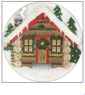click here to view larger image of Christmas Cabin (hand painted canvases)