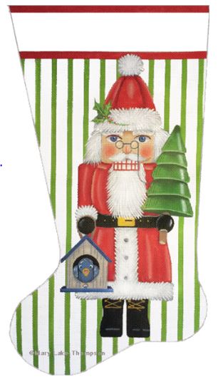 click here to view larger image of Santa Nutcracker Stocking (hand painted canvases)