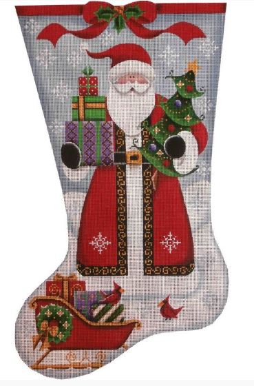 click here to view larger image of Happy Santa Stocking - 13ct (hand painted canvases)